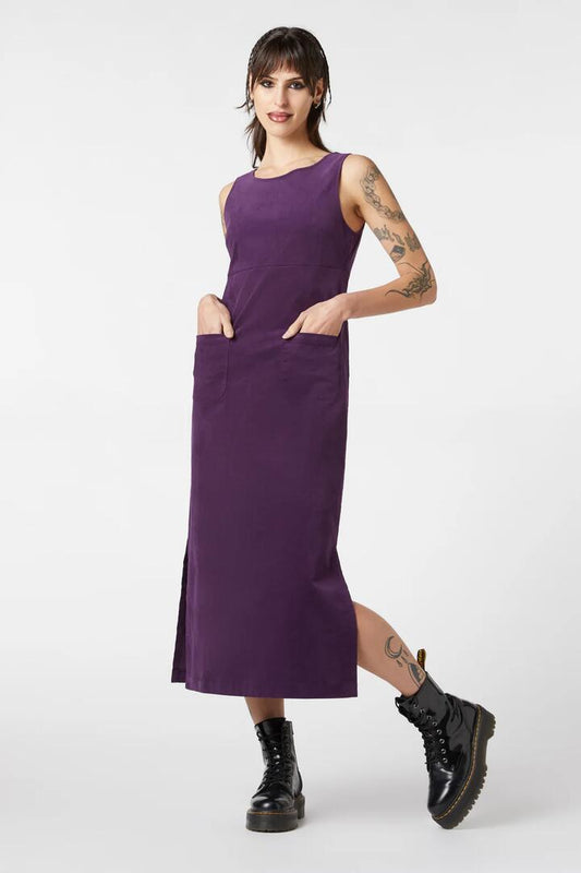 Image of a model wearing Dress. Productname: Grapejuice Dress in Plum colour by brand - Dangerfield