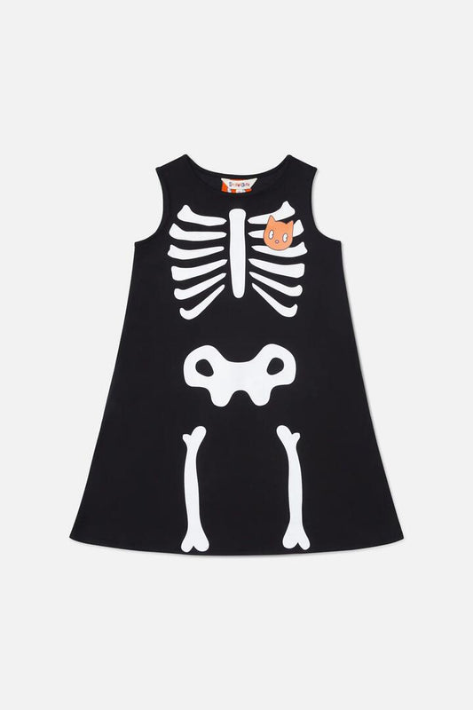 Image of a model wearing Dress. Productname: Bonez Kids Jersey Dress in Black colour by brand - Dangerkids