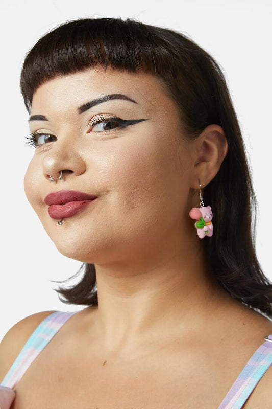 Image of Earrings. Productname: Cute Bear Earrings in Pink colour by brand - Dangerfield