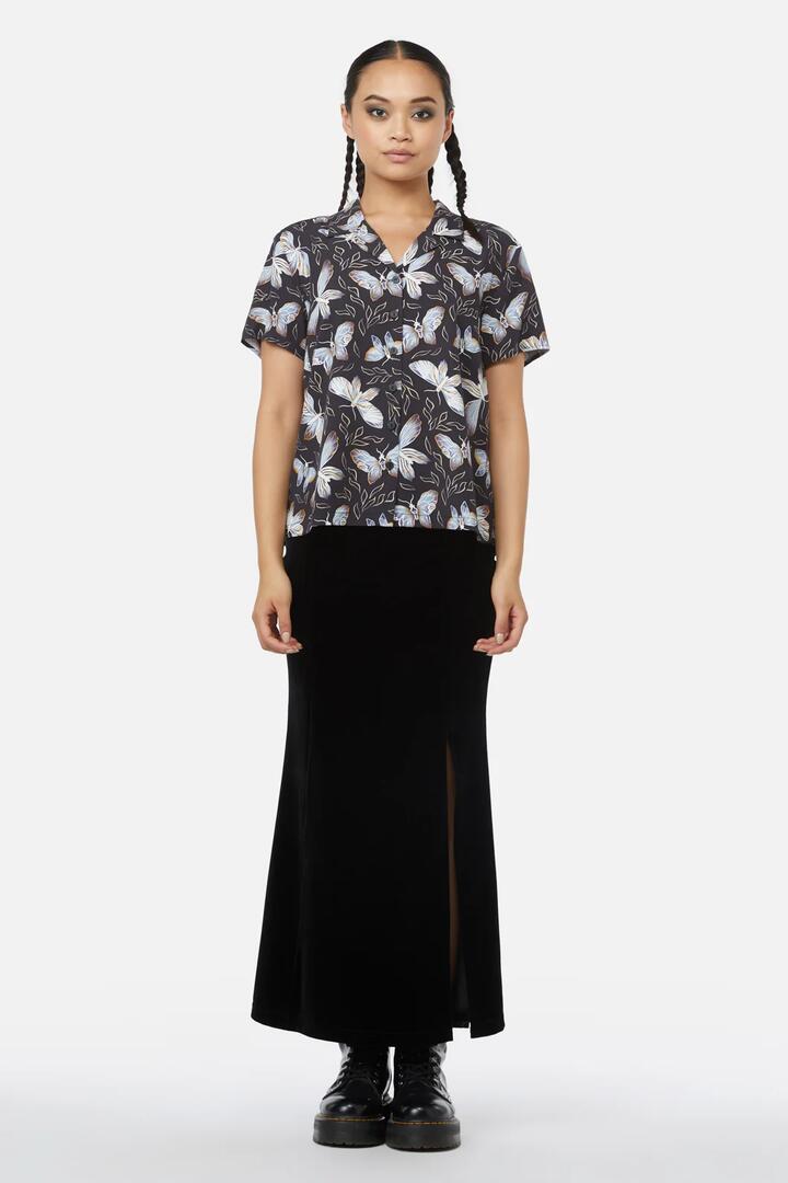 Image of a model wearing Tops. Productname: Larvae Print Blouse in Black colour by brand - Black Friday
