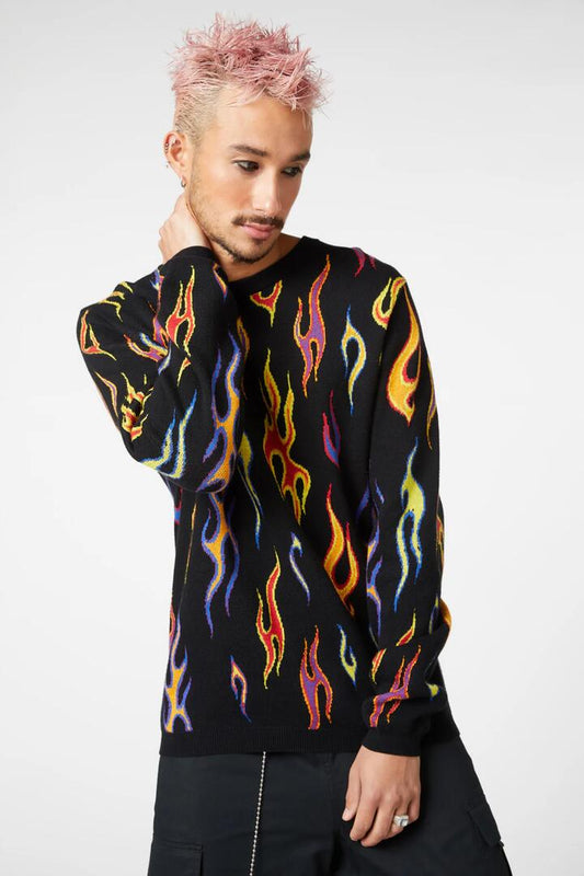 Image of a model wearing Tops. Productname: True Colours Flame Knit in Multi colour by brand - Dangerfield