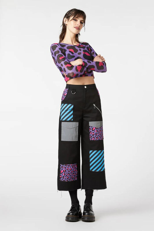 Image of a model wearing Pants. Productname: Major Meow Cargo Pant in Multi colour by brand - Dangerfield