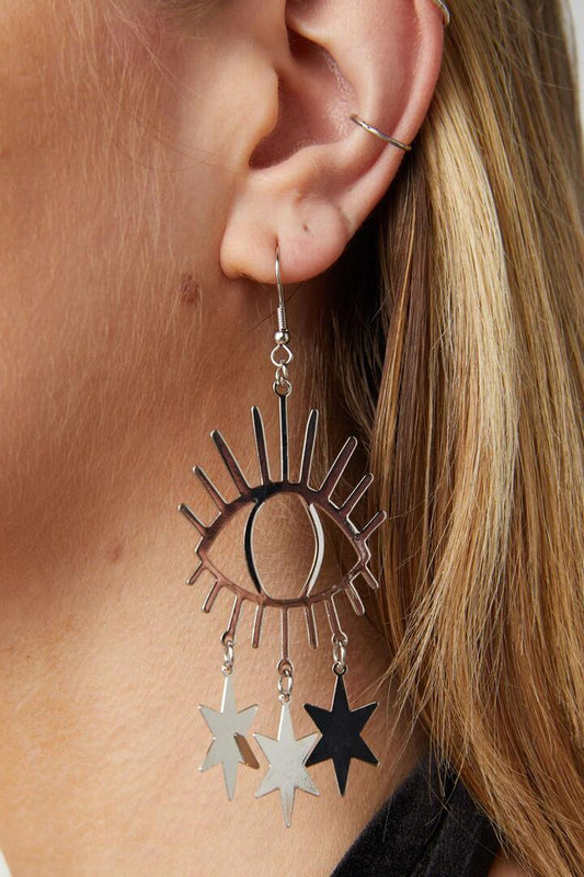 Image of Earrings. Productname: All Seeing Eye Earrings in Silver colour by brand - Dangerfield