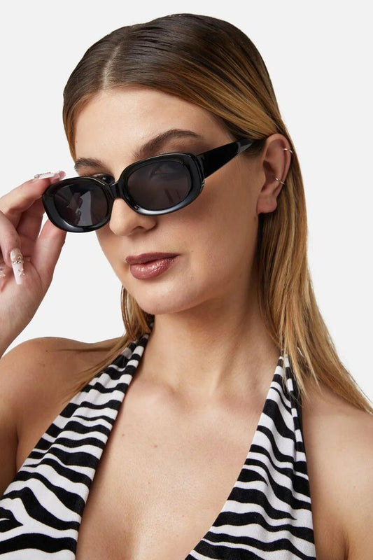 Image of Sunglasses. Productname: Oval Frame Sunglasses in Black colour by brand - Dangerfield