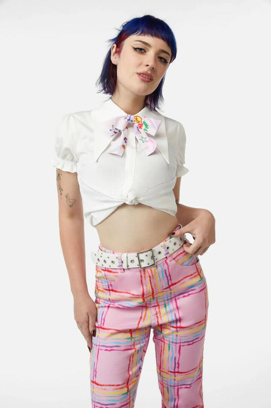 Image of Accessories. Productname: Square Buckle Stud Belt in White colour by brand - Dangerfield