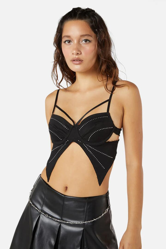 Image of Lingerie. Productname: Diamante Butterfly Corset in Black colour by brand - Dangerfield