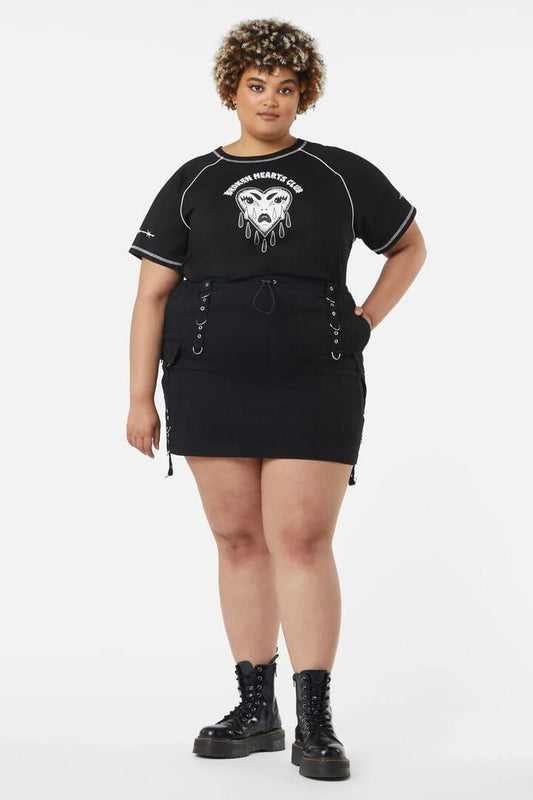 Image of Jewelry. Productname: Curve Jagger Cargo O-Ring Skirt in Black colour by brand - Dangerfield