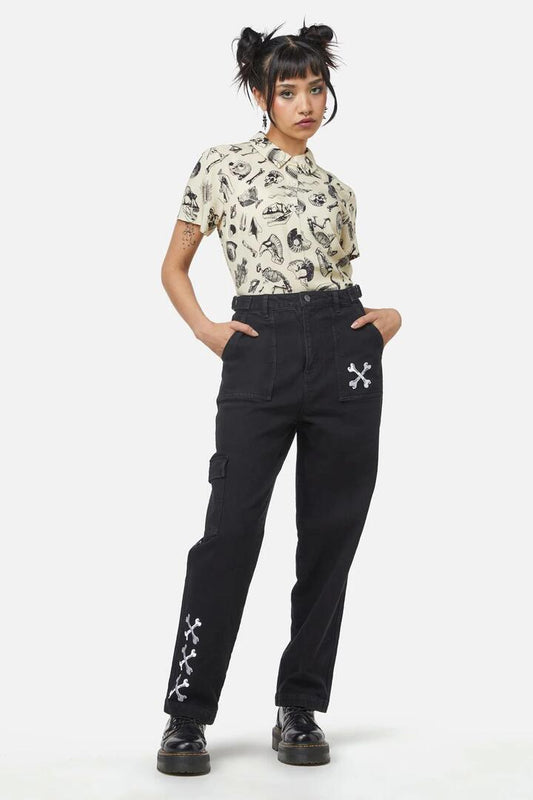 Image of a model wearing Denim. Productname: Early Jurassic Jean in Black colour by brand - Dangerfield