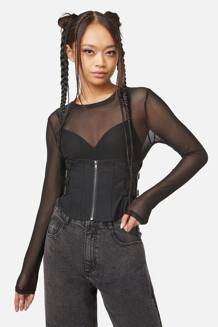 Image of Lingerie. Productname: Field Work Utility Underbust Corset in Black colour by brand - Dangerfield