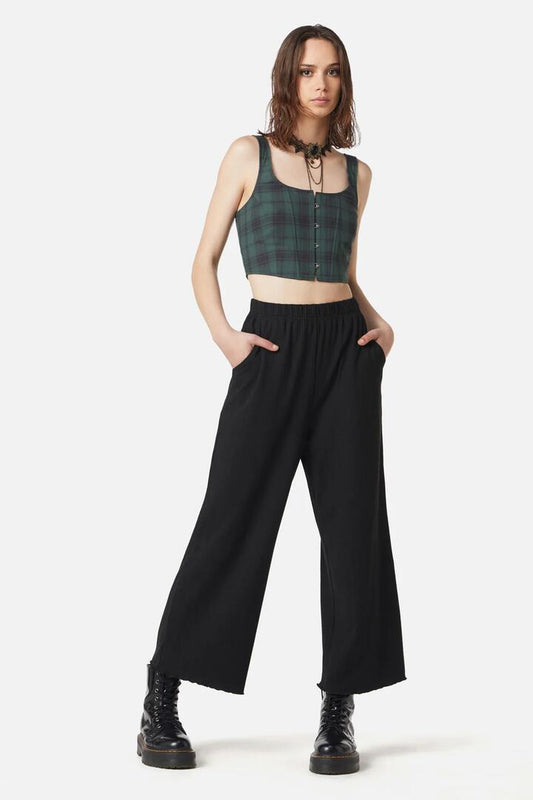 Image of a model wearing Pants. Productname: Maidservant Jersey Culotte in Black colour by brand - Dangerfield
