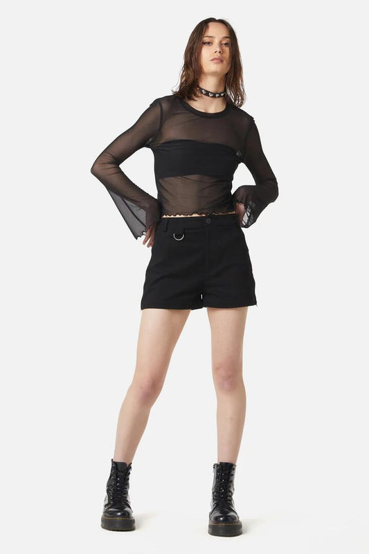 Image of a model wearing Shorts. Productname: Blood Moon Shorts in Black colour by brand - Dangerfield