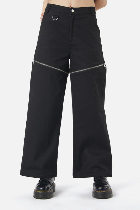 Image of a model wearing Pants. Productname: Industrial Hybrid Cargo Pant in Black colour by brand - Dangerfield
