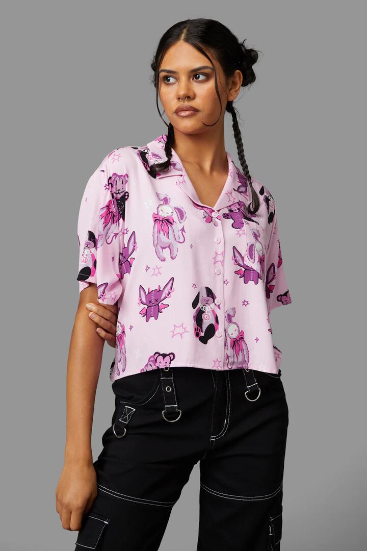 Image of a model wearing Tops. Productname: Stay Creepy Blouse in Black colour by brand - Black Friday