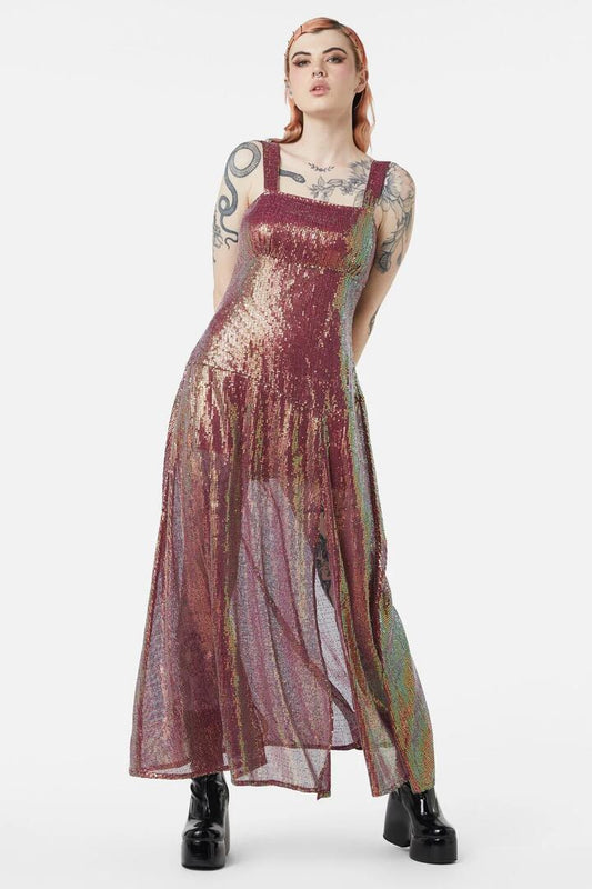Image of a model wearing Dress. Productname: Gloria Dress in Raspberry colour by brand - Dangerfield