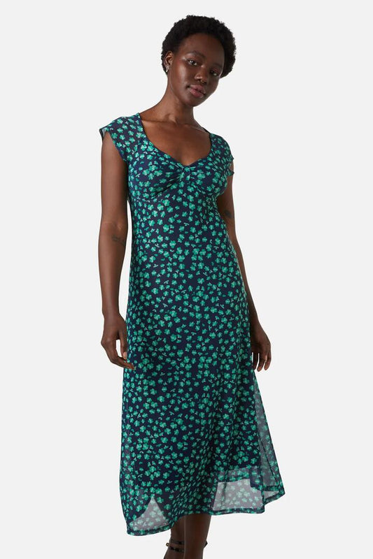 Image of a model wearing Dress. Productname: Mille Fleur Mesh Dress in Green colour by brand - Princess Highway
