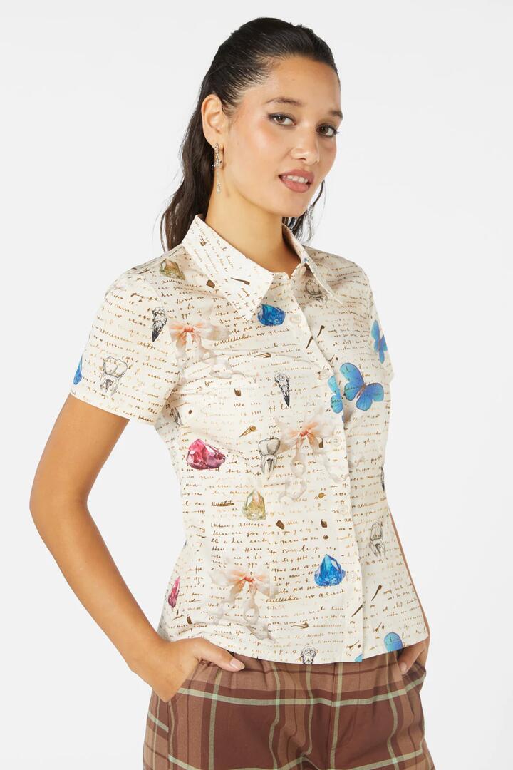 Image of a model wearing Tops. Productname: Anthology Blouse in Multi colour by brand - Black Friday