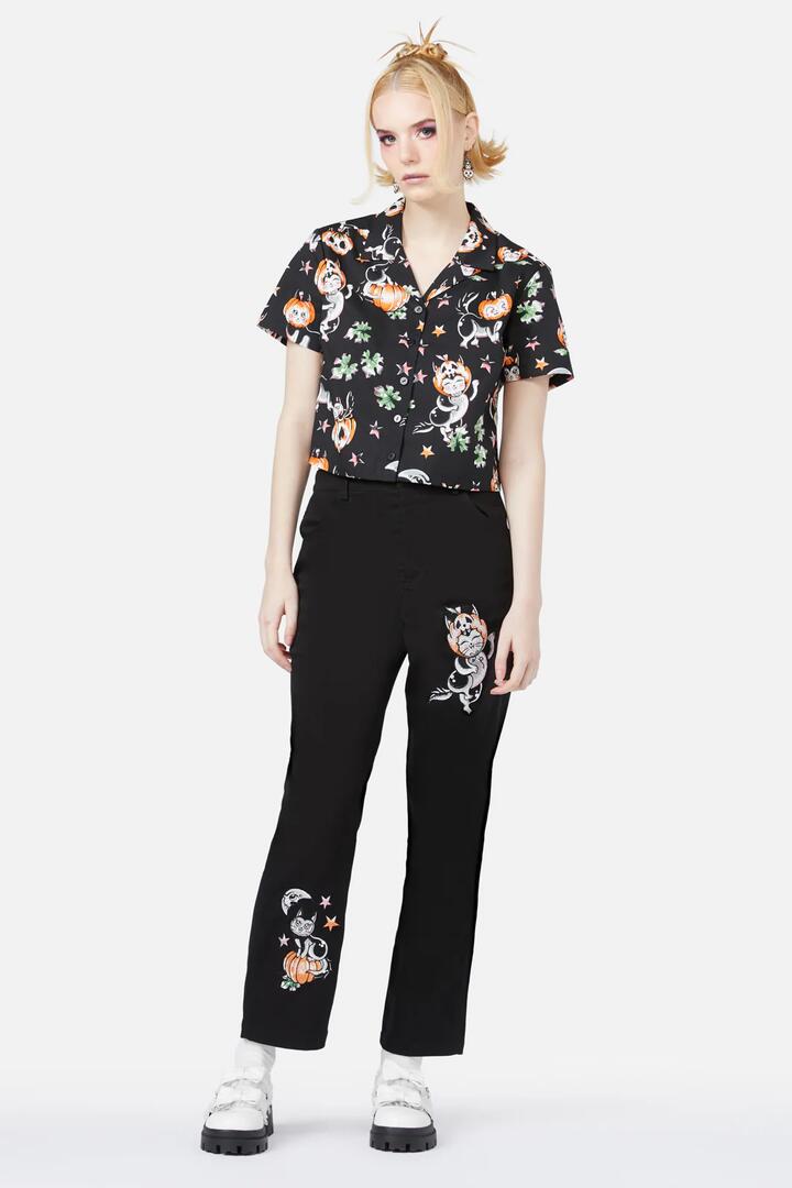 Image of a model wearing Tops. Productname: Pumpkin Patch Kitty Blouse in Cream colour by brand - Black Friday