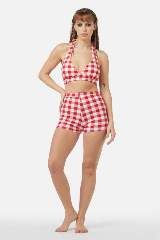 Image of Swimwear. Productname: Jam Gingham Bikini Bottom in Red/White colour by brand - Dangerfield