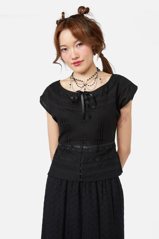 Image of Footwear. Productname: Alfresco Boat Neck Top in Black colour by brand - Dangerfield