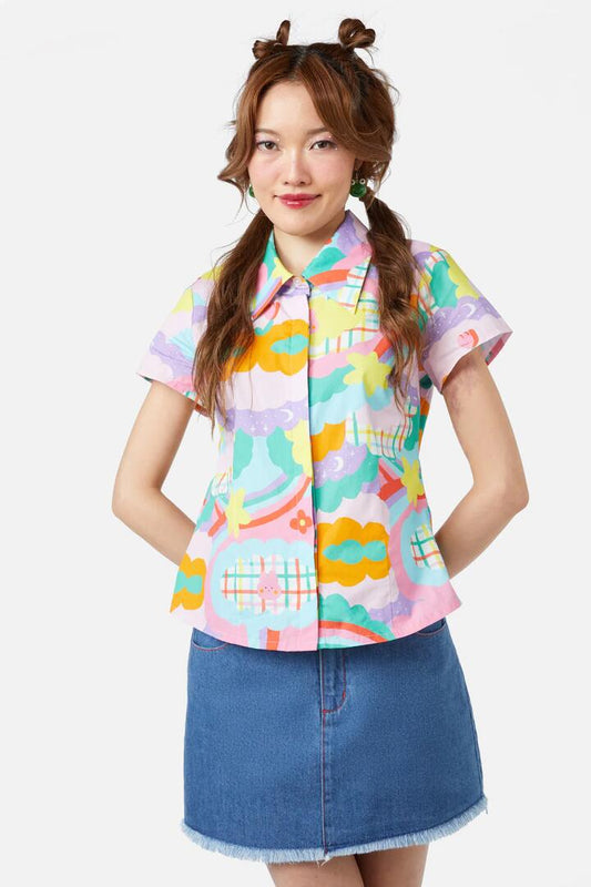 Image of a model wearing Tops. Productname: Idolize Blouse in Rainbow colour by brand - Dangerfield