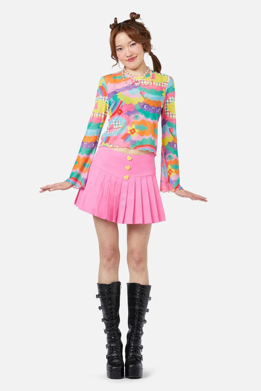 Image of a model wearing Tops. Productname: Idolize Mesh in Rainbow colour by brand - Dangerfield