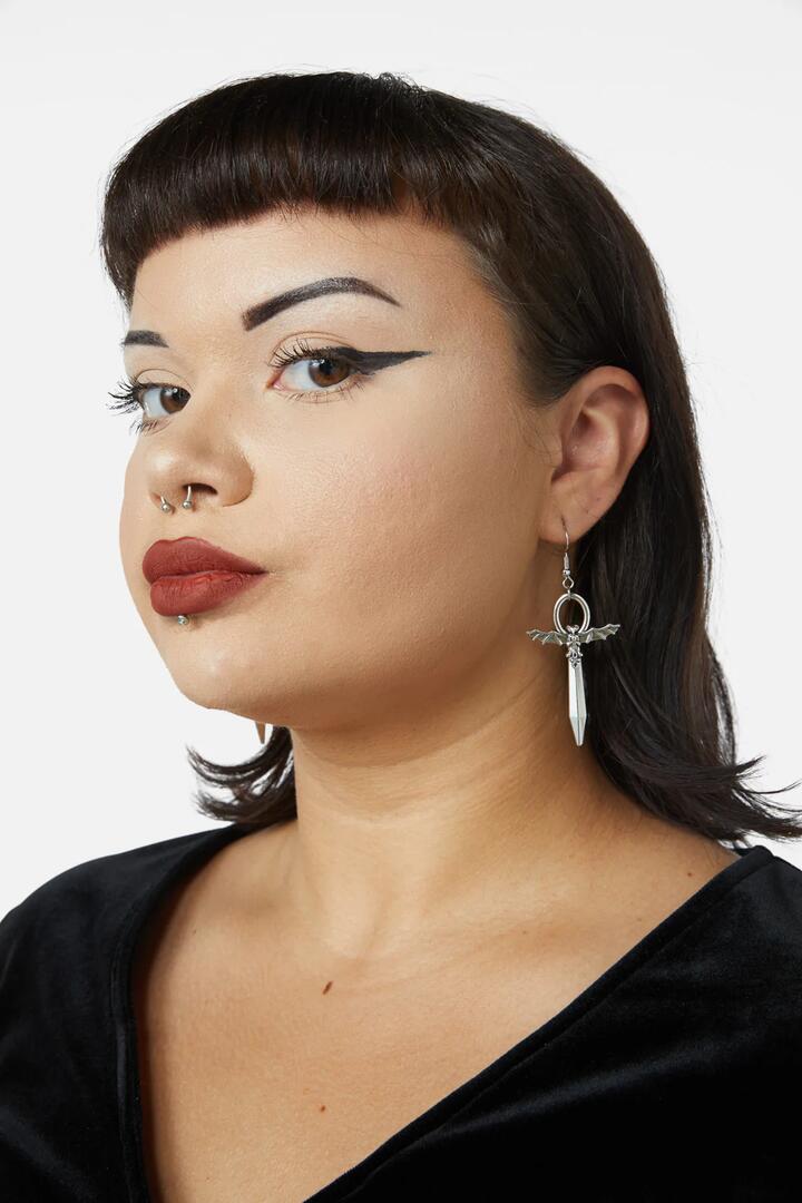 Image of Earrings. Productname: Bat Handle Sword Earrings in Silver colour by brand - Black Friday