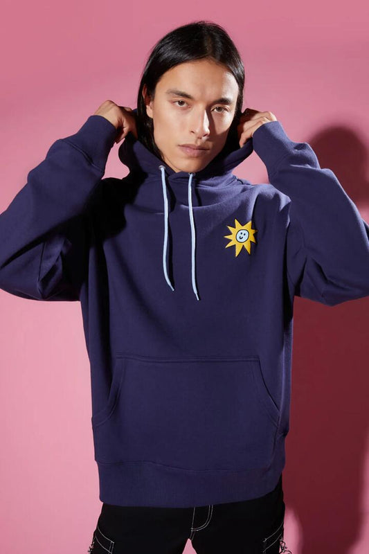 Image of a model wearing Outerwear. Productname: Celestial Beings Hoodies in Navy colour by brand - Dangerfield