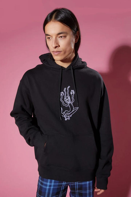 Image of a model wearing Outerwear. Productname: Surfer Hoodie in Black colour by brand - Dangerfield