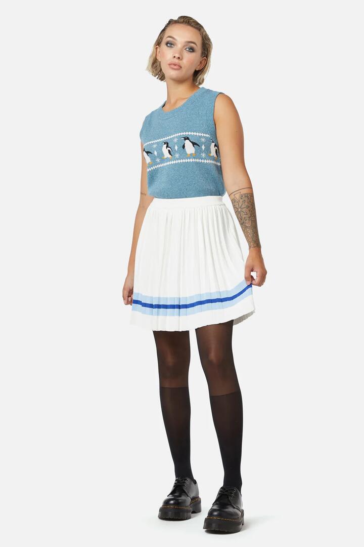 Image of a model wearing Skirts. Productname: Snow Fun Skirt in Vintage White colour by brand - Dangerfield