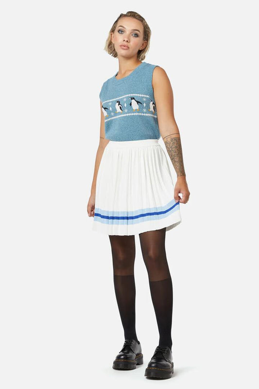 Image of a model wearing Skirts. Productname: Snow Fun Skirt in Vintage White colour by brand - Dangerfield