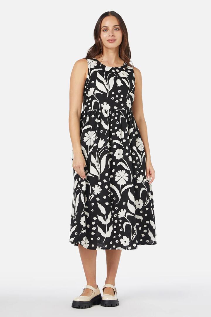 Image of a model wearing Dress. Productname: Irene Midi Dress in Black colour by brand - Princess Highway