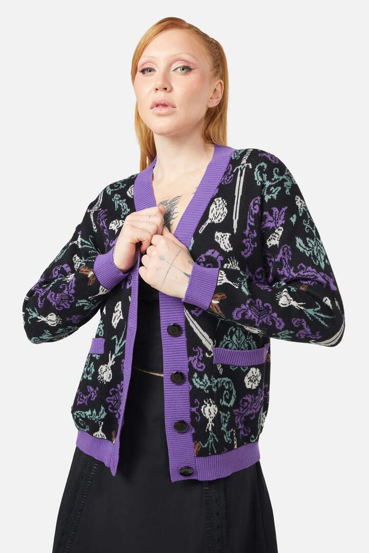 Image of a model wearing Outerwear. Productname: Slayer Cardigan in Black colour by brand - Dangerfield
