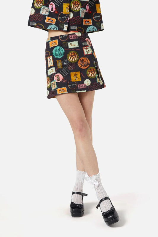 Image of a model wearing Skirts. Productname: Old Postal Jersey Skort in Multi colour by brand - Dangerfield