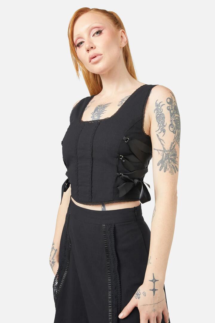 Image of Lingerie. Productname: Fighting Evil Corset Top in Black colour by brand - Dangerfield