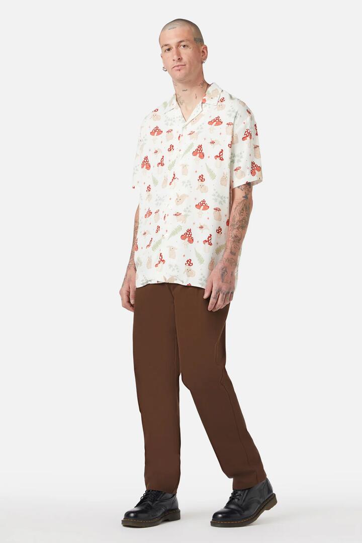 Image of a model wearing Tops. Productname: Harmony Printed Shirt in Cream colour by brand - Dangerfield