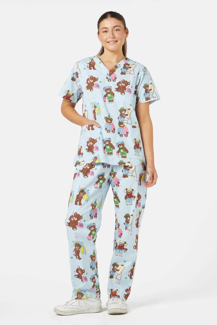 Image of a model wearing Uniforms & Workwear. Productname: Teddy Bear Scrub Set in Blue colour by brand - Dangerfield