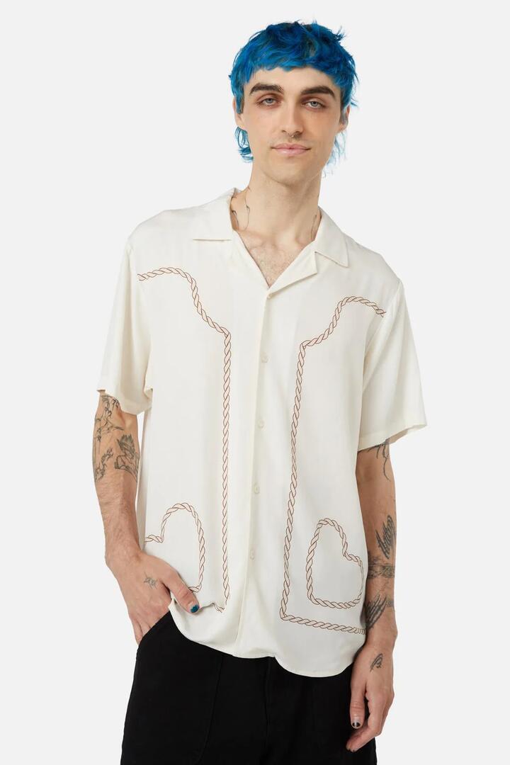 Image of Boots. Productname: Boot Scooting SS Shirt in Cream colour by brand - Dangerfield
