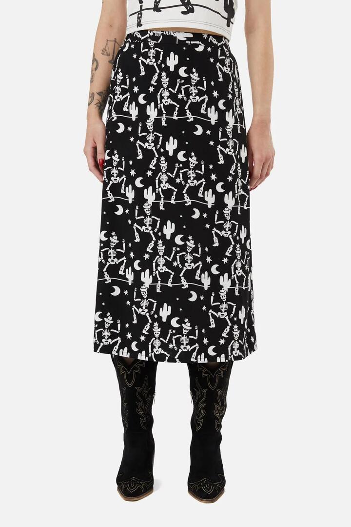 Image of a model wearing Skirts. Productname: Boothill Maxi Skirt in Black colour by brand - Black Friday