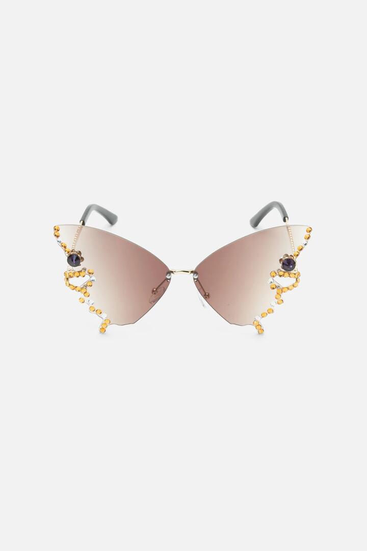Image of Sunglasses. Productname: Choc Butterfly Sparkle Sunglasses in Chocolate colour by brand - Princess Highway