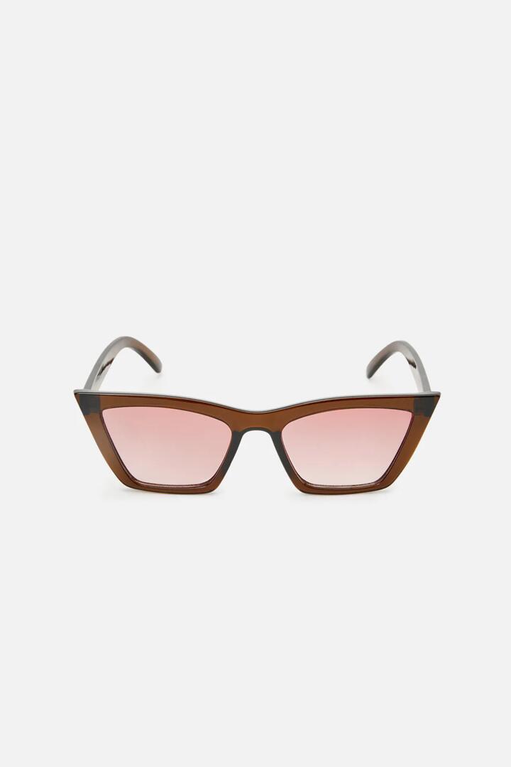 Image of Sunglasses. Productname: Choc Pointed Corner Sunglasses in Chocolate colour by brand - Princess Highway
