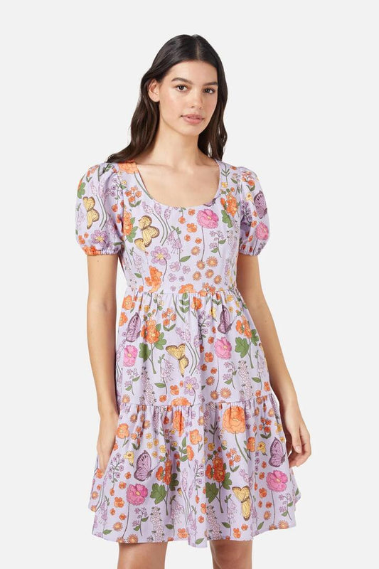 Image of a model wearing Dress. Productname: Summer Day Dress in Lilac colour by brand - Princess Highway