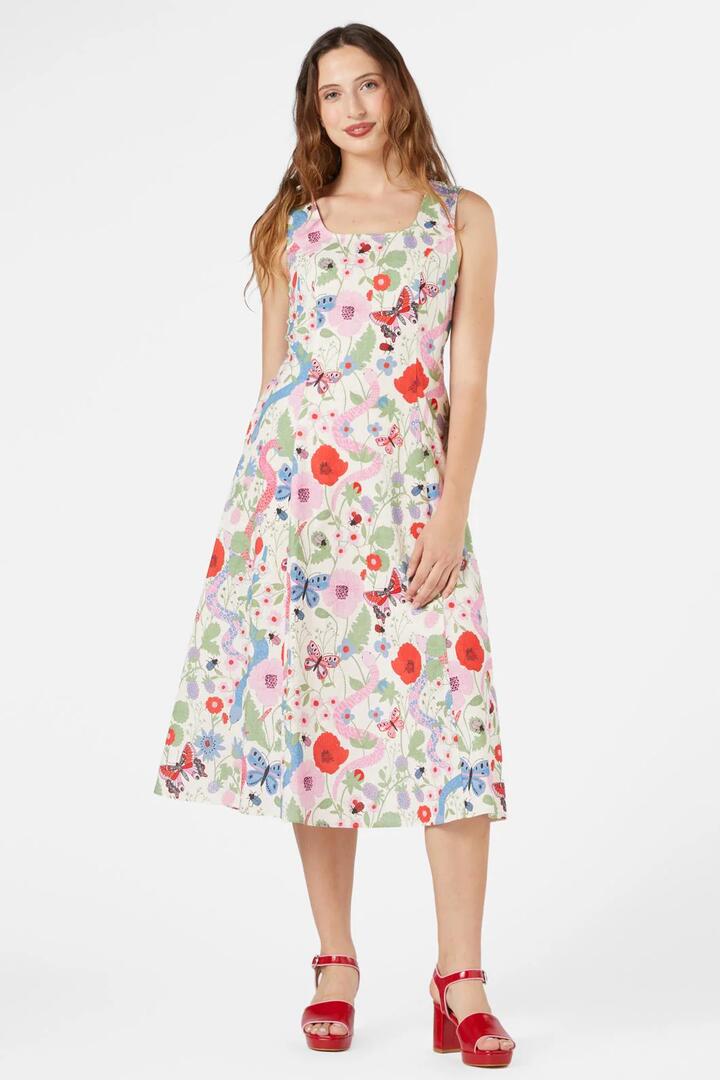 Image of Dresses. Productname: Luna Snake Midi Dress in Cream colour by brand - Princess Highway