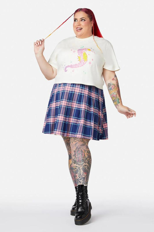 Image of a model wearing Tops. Productname: Curve Seahorse Tee in Cream colour by brand - Dangerfield