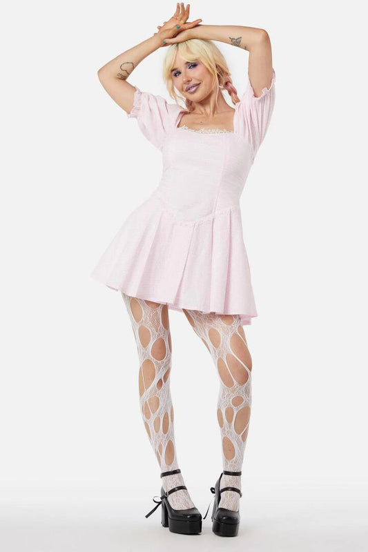 Image of a model wearing Dress. Productname: Spaghettea Dress in Pink colour by brand - Dangerfield