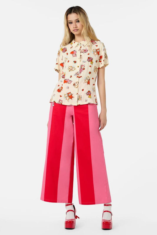 Image of a model wearing Tops. Productname: Love Found Blouse in Cream colour by brand - Dangerfield
