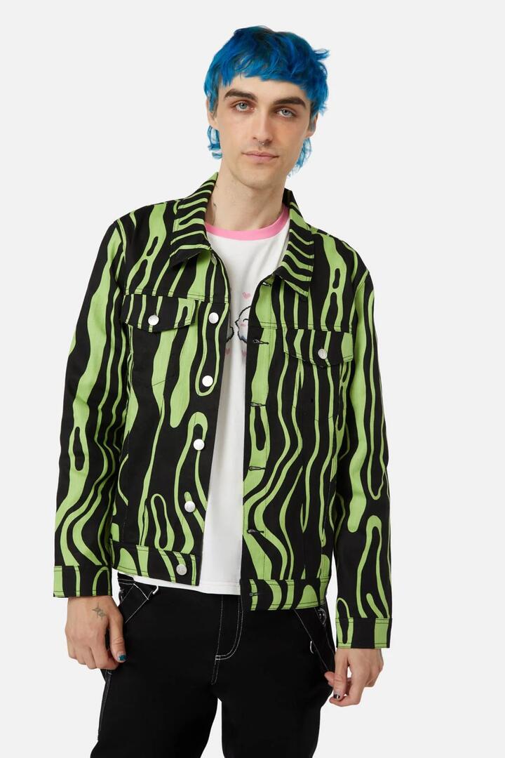 Image of a model wearing Outerwear. Productname: Ghost Wave Unisex Jacket in Black/Green colour by brand - Black Friday