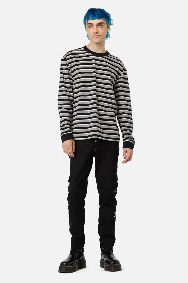 Image of a model wearing Tops. Productname: Unsolved Long Sleeve Tee in Multi colour by brand - Black Friday