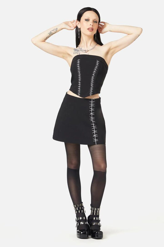 Image of a model wearing Skirts. Productname: Stitched Up Skort in Black colour by brand - Black Friday