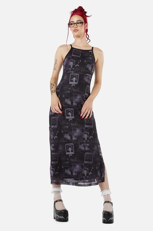 Image of a model wearing Dress. Productname: Possess Mesh Dress in Black colour by brand - Black Friday