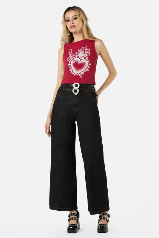 Image of a model wearing Tops. Productname: Mercy Tank in Raspberry colour by brand - Dangerfield